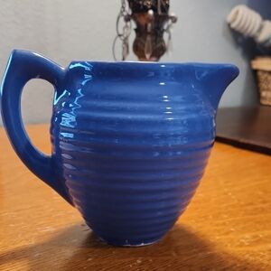 Vintage BAUER Pottery 907 Beehive Ringware Small Blue Pitcher